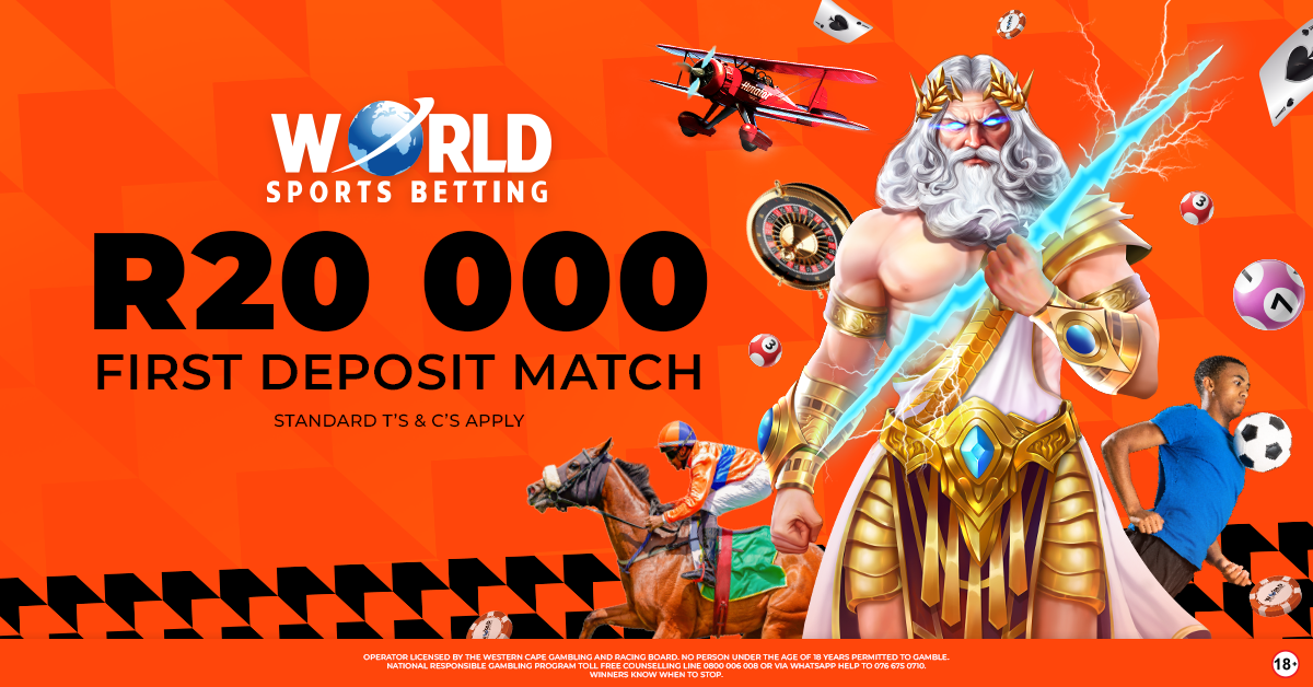 World Sports Betting — R20 000 First Deposit Match